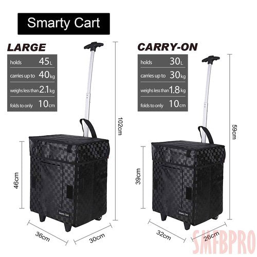 Smfbpro Folding Portable Rolling Crate Handcart, Smart Cart with Telescopic Handle, Collapsible Rolling Utility Basket for Supermarket & Teacher Shopping, Moving Grocery