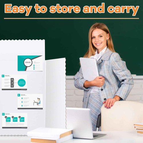 Henoyso 8 Pcs Trifold Display Board, 36" x 48" Portable Poster Board with 23.6 x 7.9 Inch Title, Lightweight Foldable Presentation Display for School Office Projects Exhibitions Workshops, White