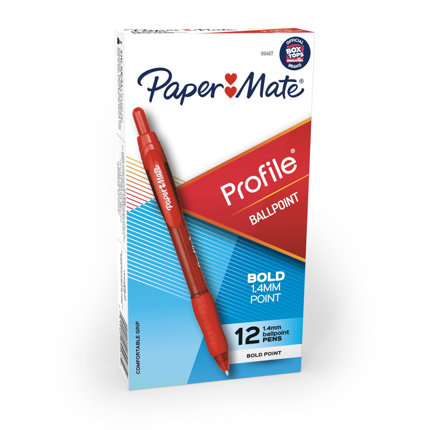 Paper Mate Profile Ballpoint Pens, Retractable, Bold Point (1.4mm), Red Ink, 12 Count - Teacher Supplies, Office, Writing