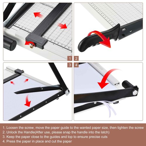 PATIKIL Paper Cutter B3 Stack Paper Trimmer for Cardstock, 21" Cutting Length, Guard Rail Paper Press Tool, Adjustable Guide, Metal Base, 12-Sheet Capacity, Paper Slicer for Office, Home