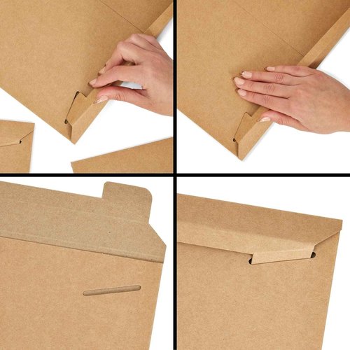 Juvale Flat Cardboard Art Mailers - 13 x 18 In, Brown, Pack of 25, 450 GSM - Poster Flat Mailers for Photos, Documents & CDs