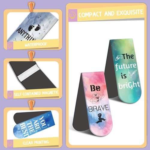 Kaluofan Magnetic Bookmarks - 15PCS Double-Sided Page Clips for Women, Students & Teachers