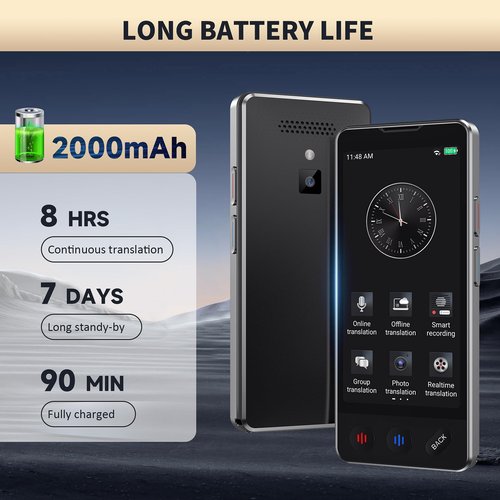 AI Language Translator Device, 2025 Upgraded Translator No WiFi Needed, Support ChatGPT, Voice Instant Two-Way 138 Language Translator, Offline/Recording/Photo Translation for Business Travel