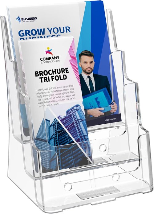 MaxGear Acrylic Brochure Holder - 3 Tier & 4 Tier Display Stand for 8.5x11 inch Flyers | Clear Literature Organizer