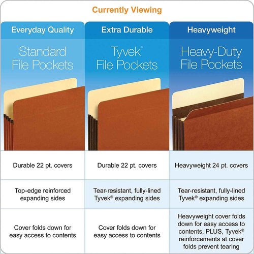 Pendaflex Globe-Weis/Pendaflex File Pockets, 3.5-Inch Expansion, Tyvek Gussets, Legal Size, Brown, 10 Pockets per Pack (64264)