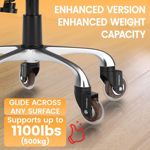 Upgraded 3 Inch Office Chair Wheels Set of 5,Transparent Rubber Replacement Caster Wheel for Carpet & Hardwood Floors, Heavy Duty Caster, Quiet Smooth Rolling Office Chair Casters, Not for 1KEA Chairs