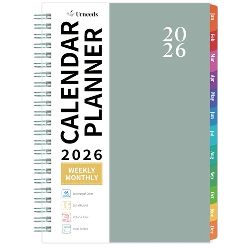 2026 Planner - 2026 Planner Weekly and Monthly from Jan. 2026 - Dec. 2026, Calendar Planner 2026 with Monthly Tabs, Inner Pocket, 8.5" x 6.4"