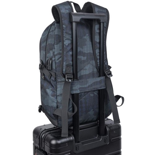 Tzowla Business Laptop Backpack Water Resistant Anti-Theft Backpack with USB Charging Port and Lock 15.6 Inch Computer Backpacks for Women Men, Casual Hiking Travel Daypack (Navy Blue Camo)