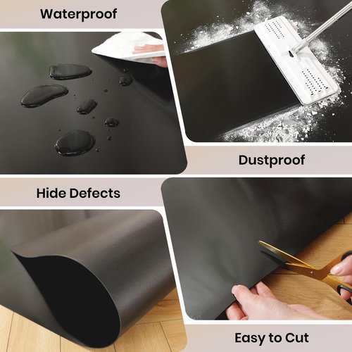 Black Chair Mat for Hardwood Floor, 48 x 72 Inch Large Office Chair Mat, Plastic Floor Protector, 4'×6' Area Rug for Living Room, Heavy Duty Wood Tile Floor Mats for Home Laundry Dining Area
