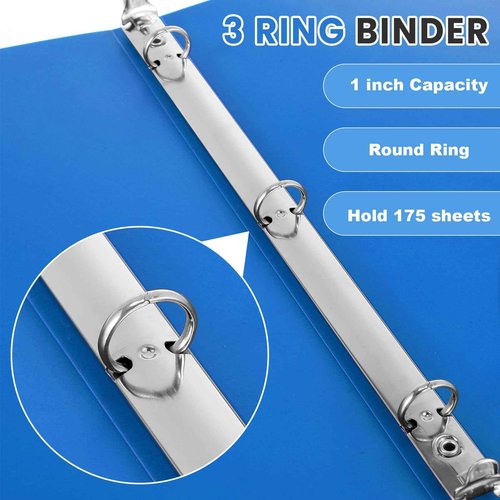 Henoyso 16 Pcs 2 Inch 3 Ring Binder with Clear Cover Plastic Flexible Fit Letter Size 8.5" x 11" Paper Holds 100 Sheets Versatile Binders for School Office Home, 1 Pocket(Blue)