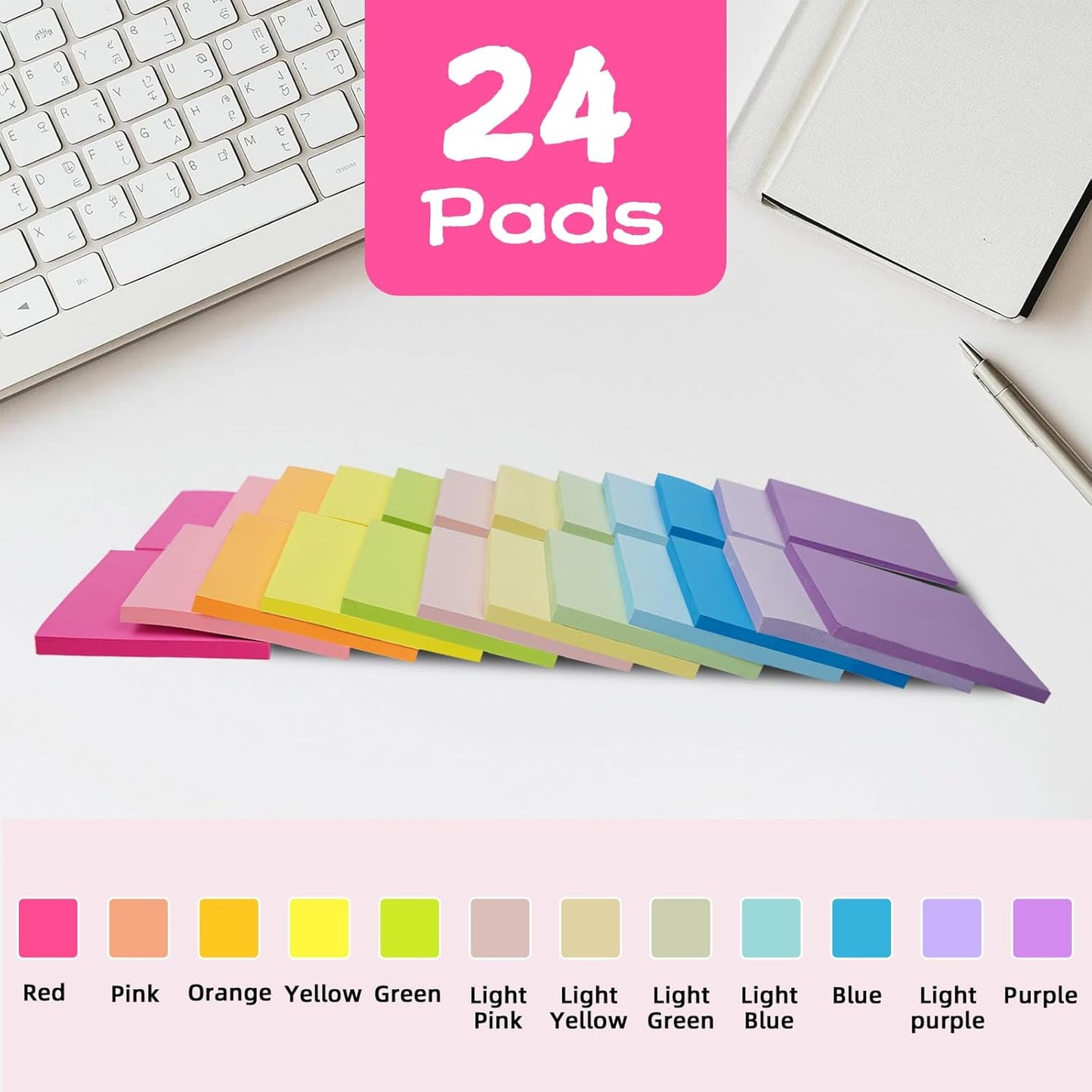 Skiennix Sticky Notes - Bright Color Self-Stick Pads | 3x3 Inches, Perfect for Home & Office