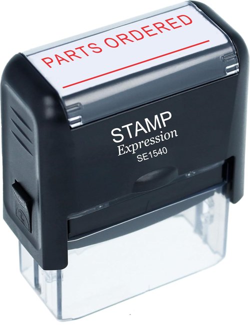 stampexpression - Parts Ordered with Line Self Inking Rubber Stamp - Red Ink (A-50267)