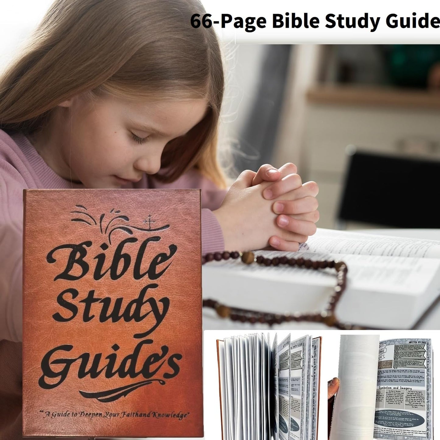 Skiennix Bible Study Guide Journal - 66-Page PU Leather Notebook for Beginners | Daily Scripture Quotes & Prayer Reflections