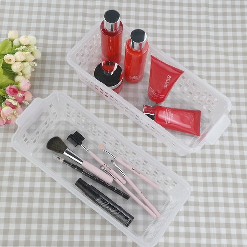 Qskely Clear Small Plastic Pencil Storage Baskets, Pack of 6
