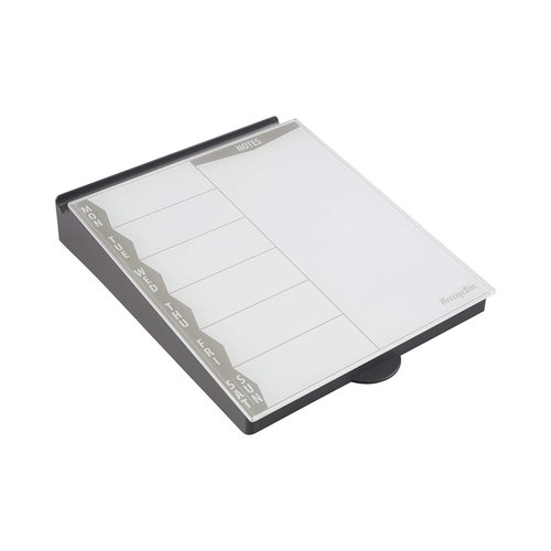 ECR4Kids MessageStor Dry-Erase Glass Board Memo Station, Desk Organizer, Grey