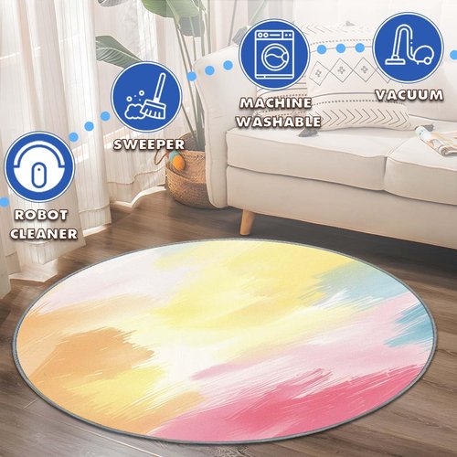 Office Short Pile Chair Mat, Non-Slip Noise-Reducing Desk and Chair Rug, 47 Inch Round Mat, Office、Study Decorative Rug for Wood Floors, Laminate and Ceramic Tiles(Dreamy)