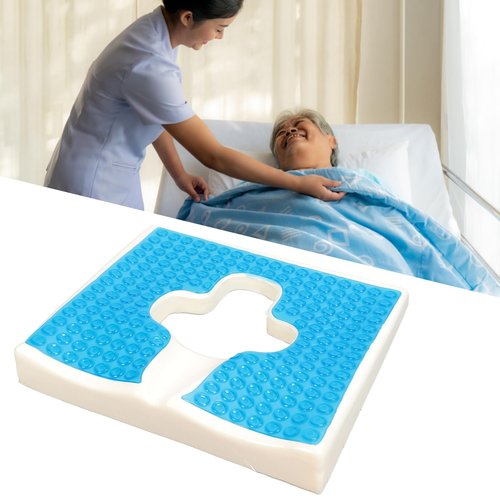 TITA-DONG Anti Bedsore Cushion, Breathe Freely Fiber Material Bedsore Cushions for Butt, T Shaped Opening Triangular Slope Design Anti Decubitus Cushion for Elderly, Bedridden, Disabled (Blue)