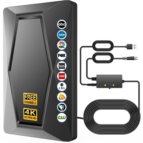 2025 TV Antenna Indoor Antenna for Smart TV Long Range Reception HD Digital Antenna Outdoor with Amplifier Signal Booster for Local Channels Supports 4K 1080p