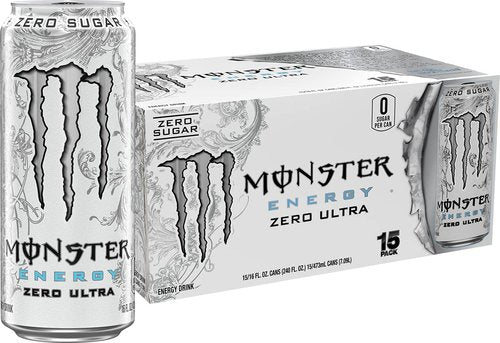 Monster Energy Zero Ultra - Sugar-Free Energy Drink, 16 Ounce | 15-Pack for Refreshing Boost
