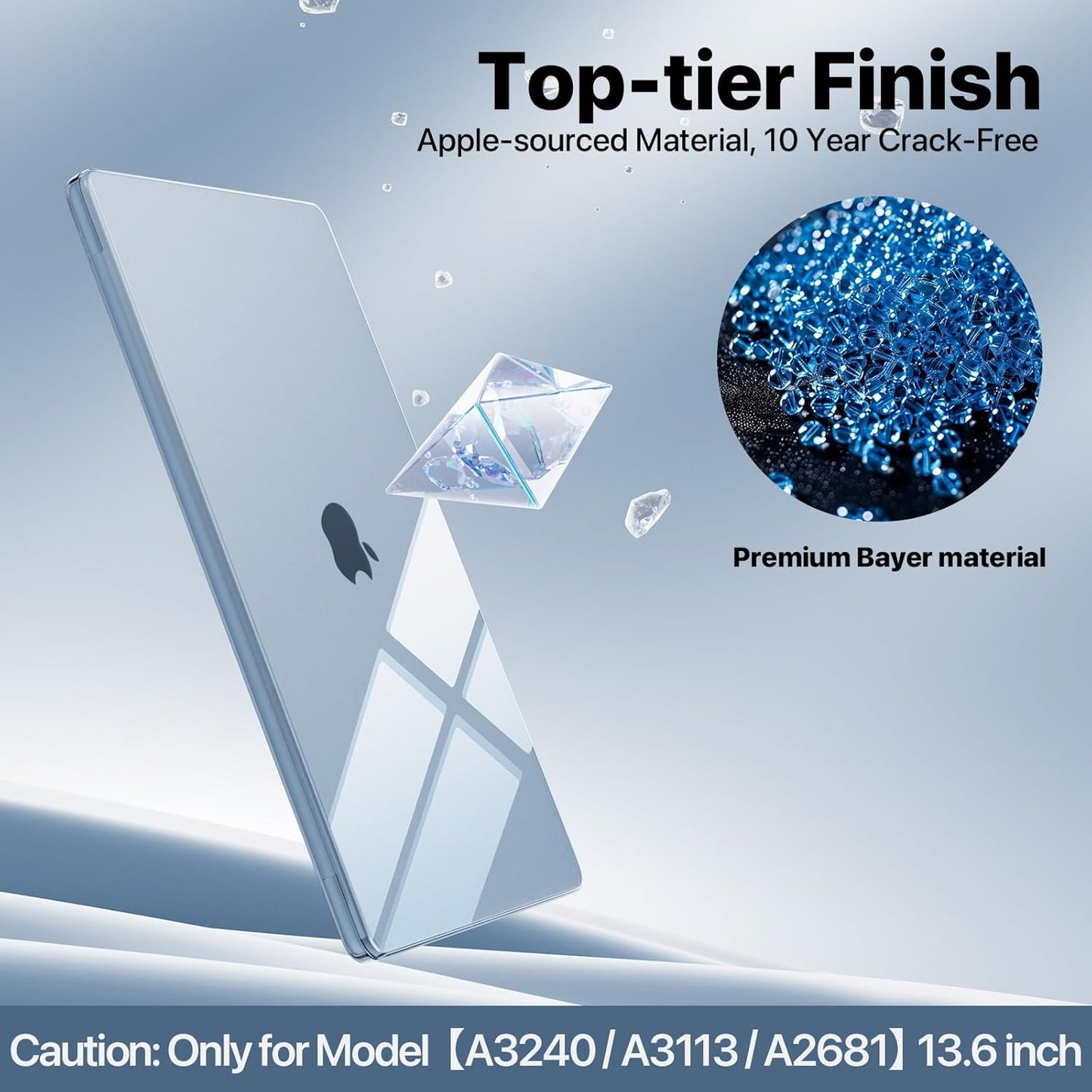 Soonjet MacBook Air 13-Inch Case - Crystal Clear Shell | Fits 2022-2026 Models, Color-Matched Design