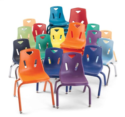 Jonti-Craft Berries 8118JC1008 Stacking Chair with Powder-Coated Legs, 8" Height, Red