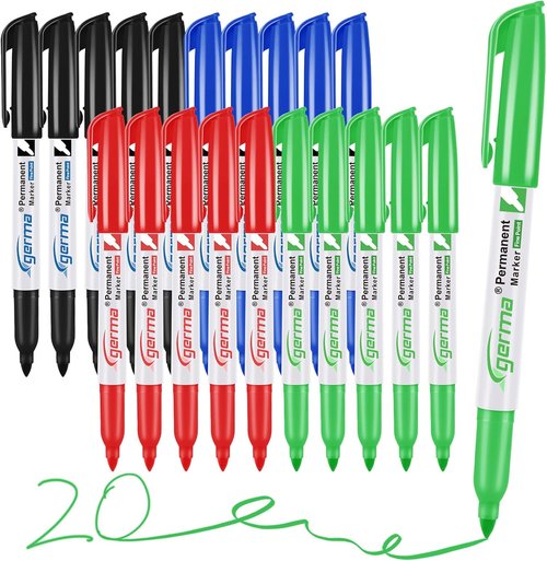 Cgerma Fine Point Permanent Markers Set - 20 Assorted Colors | Quick Drying & Fade Resistant