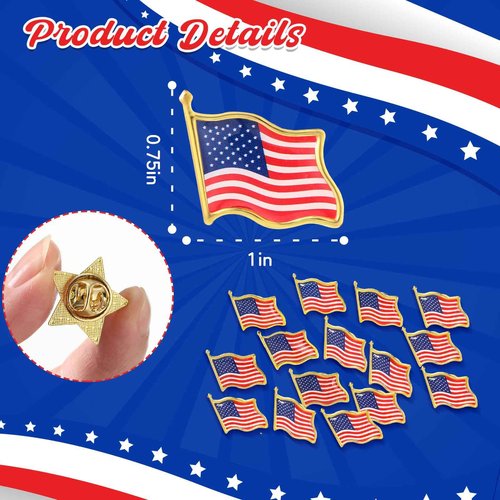 Qeeenar 200 Pcs Veterans Day Supplies include 100 Pcs Patriotic American Flag Lapel Pins and 100 Pcs USA Patriotic Themed Ballpoint Pen 1.0mm Independence Day for Home School Office Party