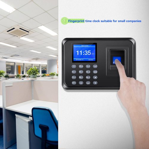 Diseleri Time Clocks for Employees Small Business, Clock in Machine for Employees with 2.4 TFT LCD Screen, USB Download Data, 1000 Fingerprints Scanner (with 8G U-Disk)