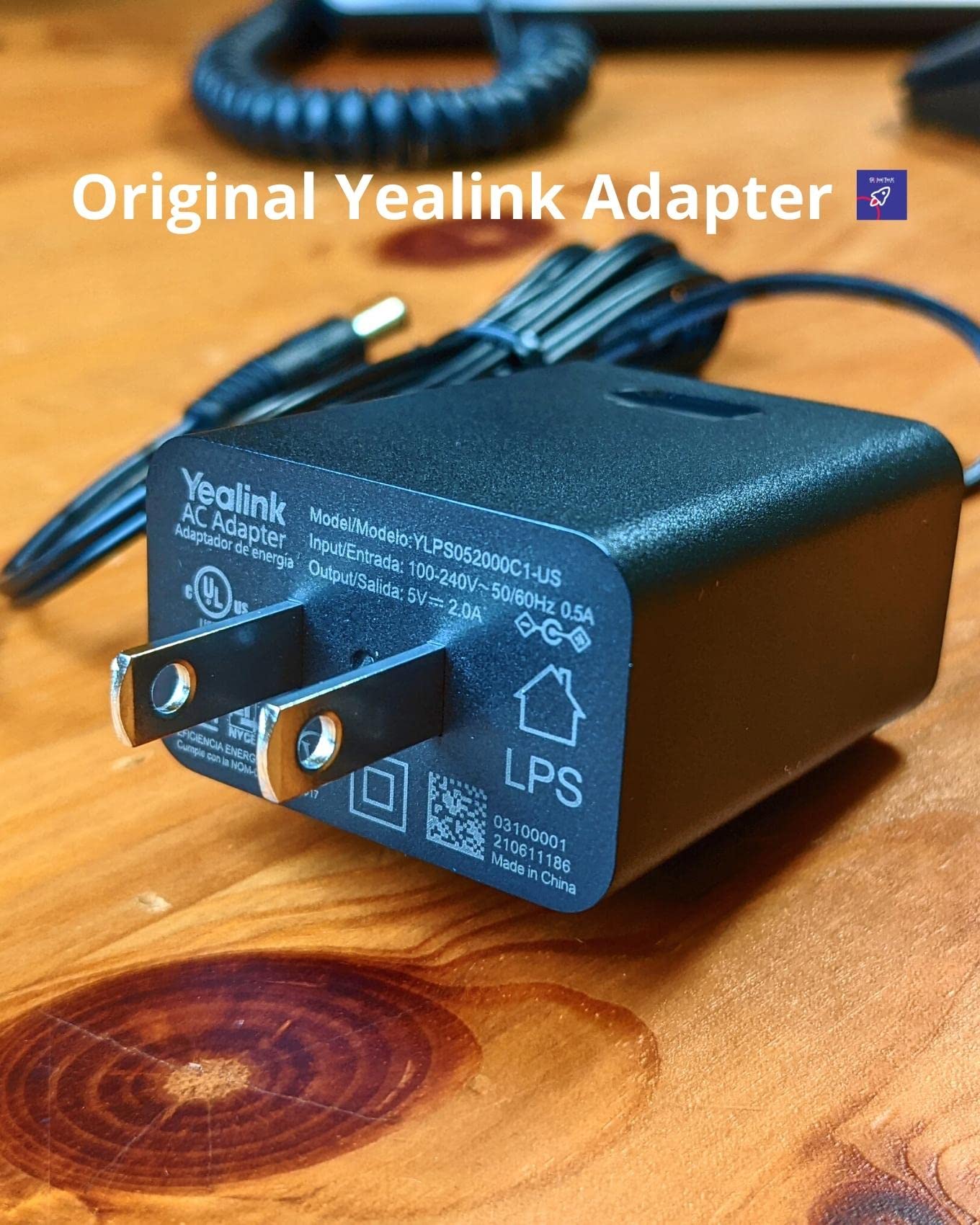 Yealink Phone Power Adapter PS5V2000US - for Yealink Telephones T46, T48S, T58A, T58-CAM, T54W, T57W, Teams Phones - MP52, MP54, MP56, T85W, T87W, Global Teck Microfiber Cloth