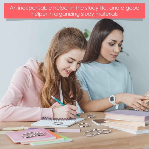 500 Pack Loose Leaf Binder Rings 1 Inch 25 mm Office Book Flashcard Rings Metal for Index Cards Binder Clips for School Home Office Supplies, Silver