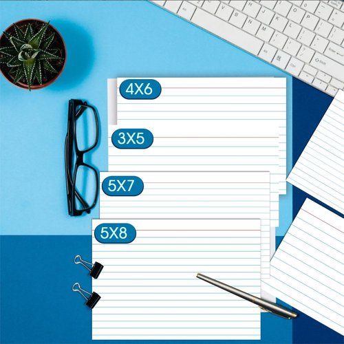 White Index Cards 5x7, Ruled Index Cards, Flash Cards for Studying, File Note Cards, Study Cards, Flash Cards, 100 Pcs Lined Index Flashcards for Office and School Supplies