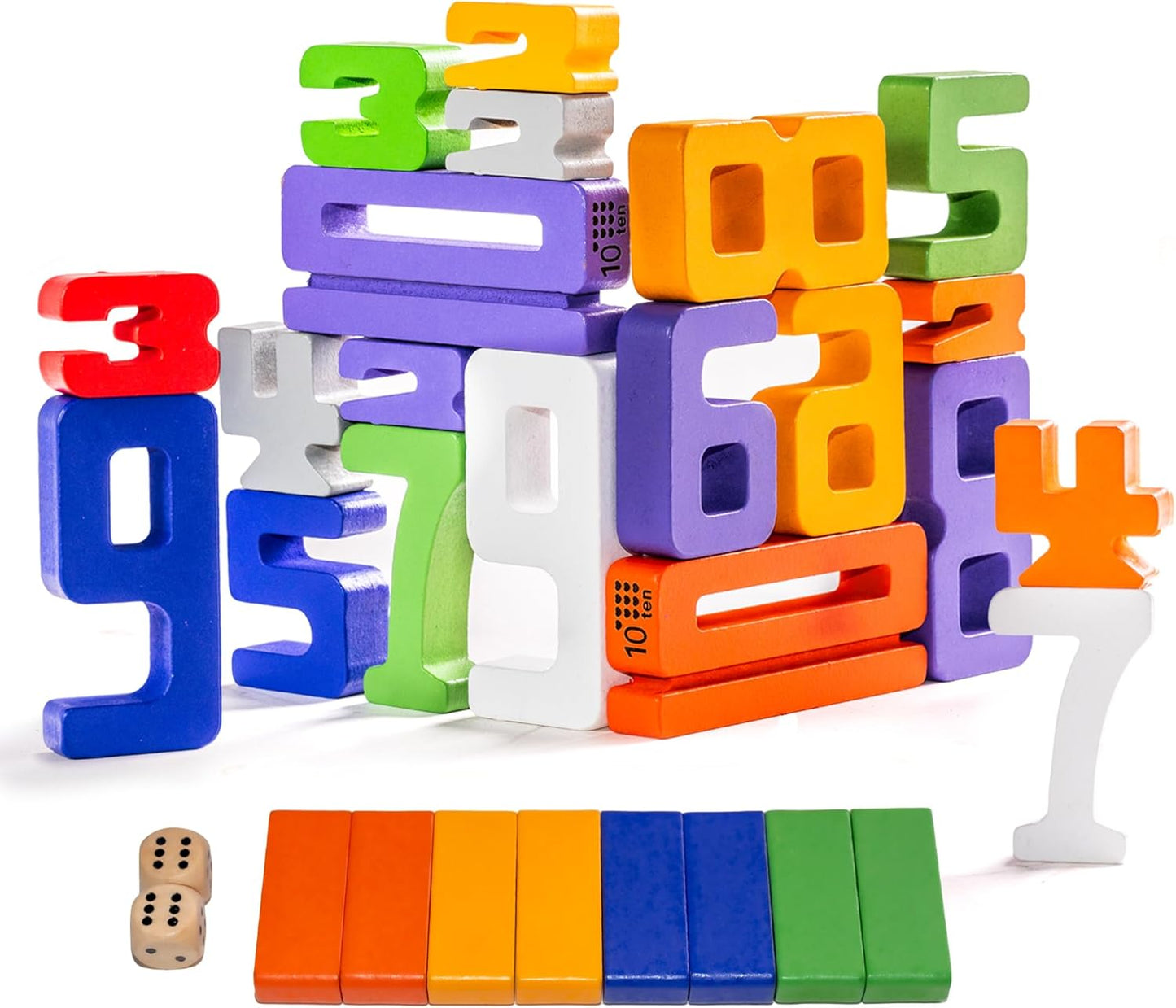 Skiennix Wooden Number Building Blocks - 30 Pcs Educational Toy for Kids 3+ | Learning Math & Balance