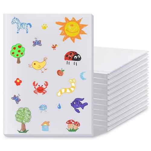 12 Pcs Blank White Books Hardcover Sketchbooks White Blank Notebook Hard Cover Journal for Kids Reading Writing Sketch, 18 Sheets Each, 11 x 8.5 Inch