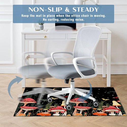 Office Chair Mat for Hardwood Floor Mushroom 36"x48" Computer Gaming Chair Mat Anti-Slip Rugs Floor Protector for Rolling Chairs Under Desk Rug for Home