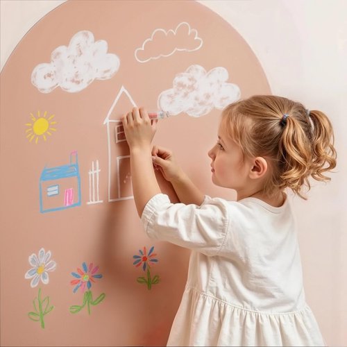 Orelle MagicWall | Magnetic Wall Decal Arch | Peel and Stick Magnetic Chalkboard for Wall | Kids Wall Decals | Playroom Essentials | Includes Chalk & Holder | Large | 31 x 39 | Mocha