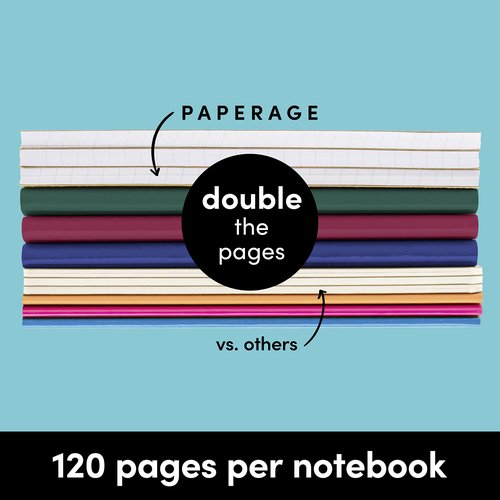 PAPERAGE 48-Pack Composition Notebook Journals, 120 Pages, Kraft Cover with Jewel Tone Spines, College Ruled Lined Paper, Small Size (8 in x 5.75 in) – for Home, Office or School Supplies