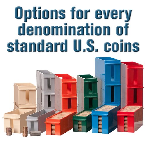 BankSupplies Quarter Large Capacity Coin Storage Box - Orange - 300 Dollar Capacity - Coin Organizer - High Capacity Coin Box - Stackable Rolled Quarter Holder