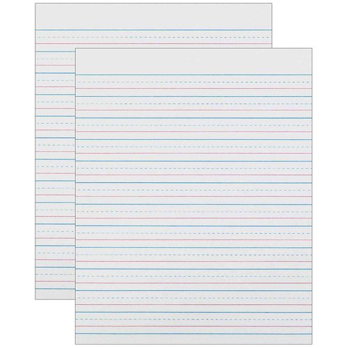 Zaner-Bloser™ Sulphite Handwriting Paper, Dotted Midline, Grade 2, 1/2" x 1/4" x 1/4" Ruled Short, 8" x 10-1/2", 500 Sheets Per Pack, 2 Packs