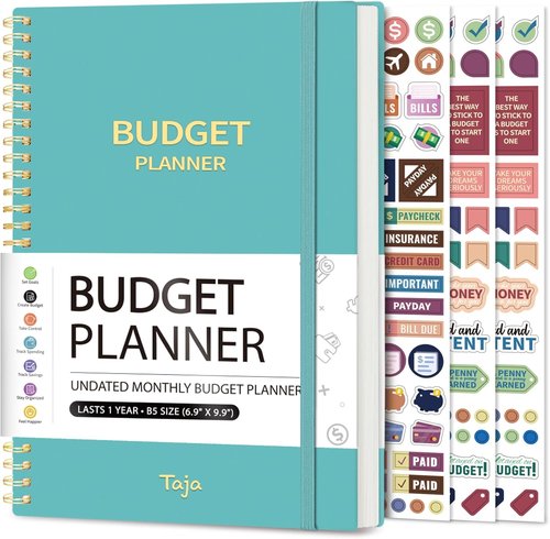 Budget Planner | Monthly Expense Tracker Notebook & Undated Bill Organizer - Blue