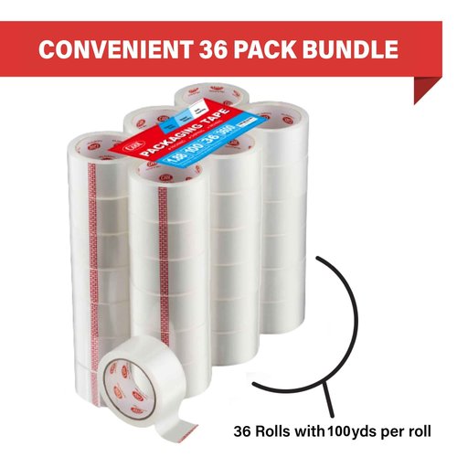 Simply Cool Packing Tape 36 Pack, Heavy Duty Packaging Tape for Shipping, Moving Boxes, Sealing, Mailing & Storage – Strong 1.88” Wide x 100 Yards Per Refill Roll, 3600 Yards Total