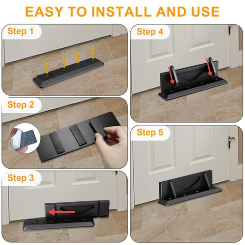 Halaron Security Door Lock - Multi-Purpose Barricade to Prevent Burglary & Home invasions - Stopper for Standard and French Doors