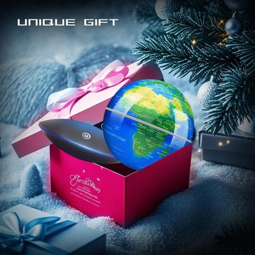Poojaed Magnetic Levitating Globe with LED Light, 360°Rotating Floating Globe World Map for Home Office Display, Cool Tech Gift for Men Father Boys and Girls, Ideal for Birthdays Anniversaries
