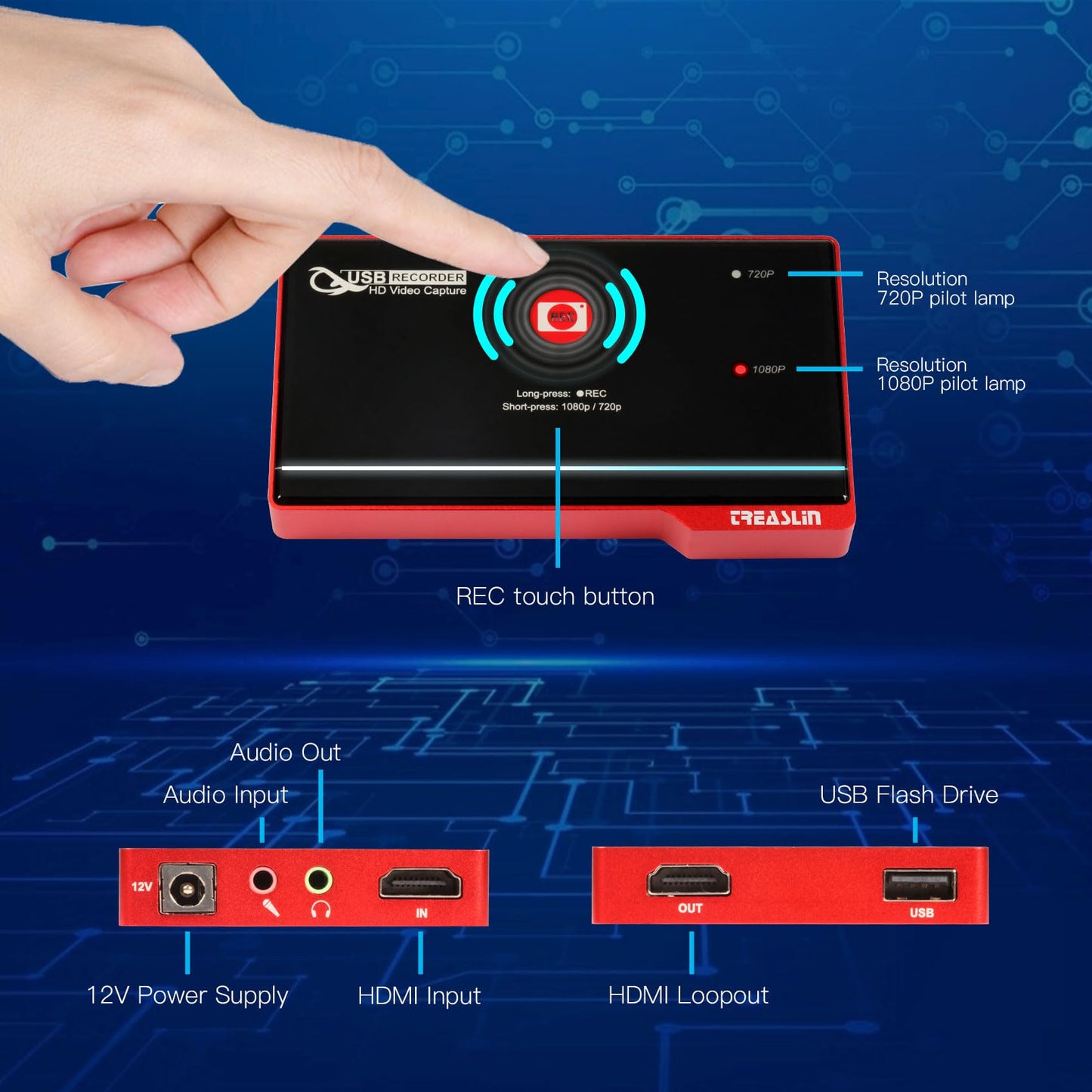 TreasLin Screen Capture Recorder, No PC Required 1080P HDMI Recorder,One-Click Recording, Screen Recorder Compatible with TV Box Xbox One PS4 Wii U Switch School lectures,No PC Required…