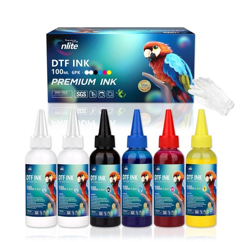 Enlite DTF Ink 100ML Combo Pack, Premium Pigment Ink for PET Film Heat Transfer Printing, Refill for DTF Printer with printhead DX5 DX7 5113 XP600 I3200 4720 TX800, 2W+1B+1C+1M+1Y