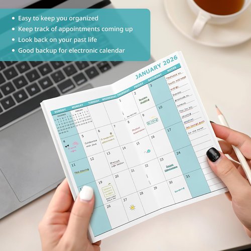 Pocket Calendar 2026-2027 - Monthly Planner for Purse, Small Size (6.5" x 3.5") | Butterfly Design