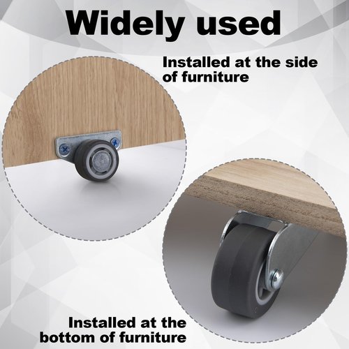 Deozu 2 Pcs Gate Caster Wheels Replacement, Small Wheels, Rubber Rolling Swivel Casters, Roller Wheels, Non-Slip Pulley Directional Wheel for Drawers, Gate,Tables, Furniture (2 Styles)