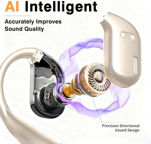 Merryking AI Language Translation Earbuds - Real-Time Translator for 169 Languages | HD Sound & Long Battery Life, Beige