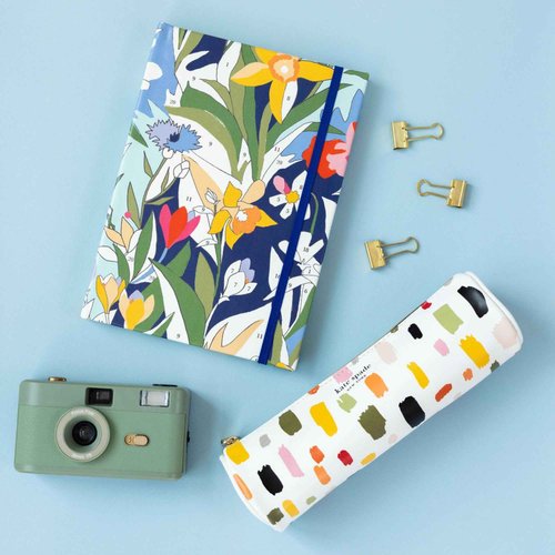 kate spade new york Lined Writing Journal with Pen Case, Vegan Leather Journal with 168 Pages, Zipper Pouch for Office Supplies, Paint by Numbers