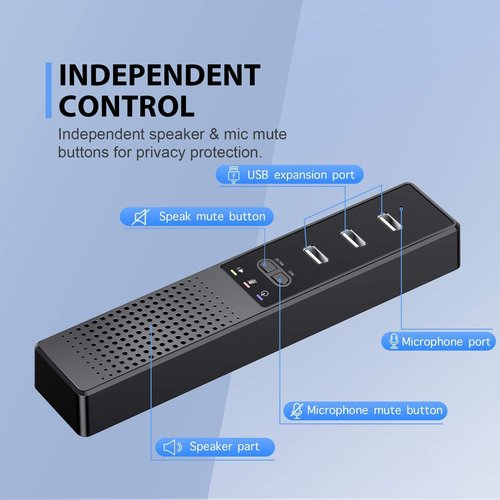 Cykvis 3 in 1 USB Computer Speaker with Microphone, PC Laptop Desktop Conference Speaker with Mic for Smart Home Office and Online Study，360 Degree Enhanced Voice Pickup, Noise Reduction (Classic)