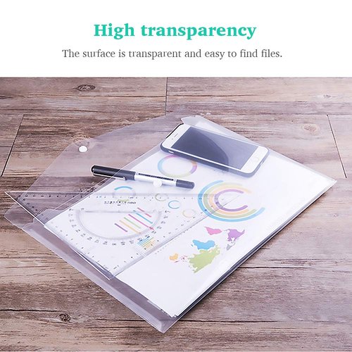 Clear Document Folders Transparent Filing Envelopes Waterproof Plastic Envelopes File Holder Filing Document Poly Envelope with Snap Button Closure for A4 Letter Paper Size (5 Pcs)
